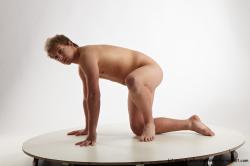 Nude Man White Kneeling poses - ALL Average Short Blond Kneeling poses - on one knee Realistic